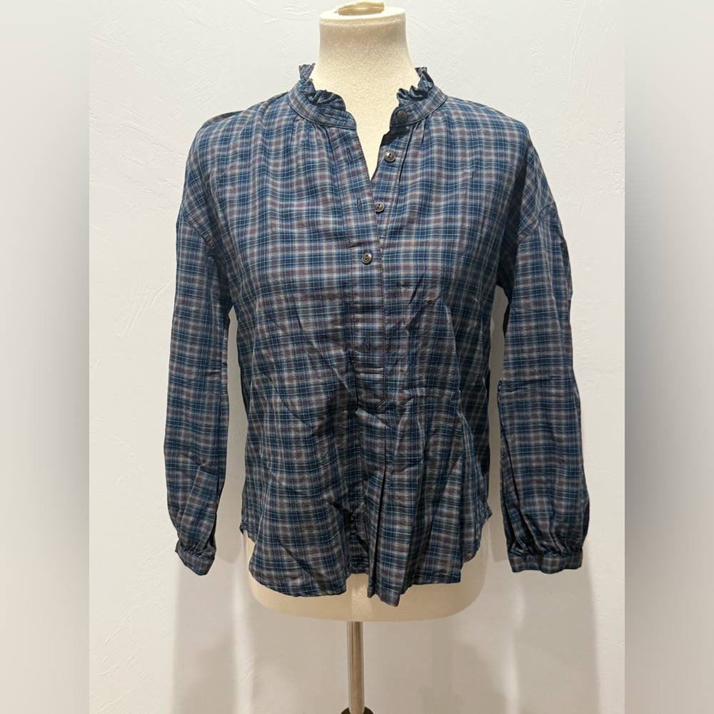 NWT! Madewell Navy and White Plaid Shirt